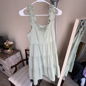 Green ruffled mid dress